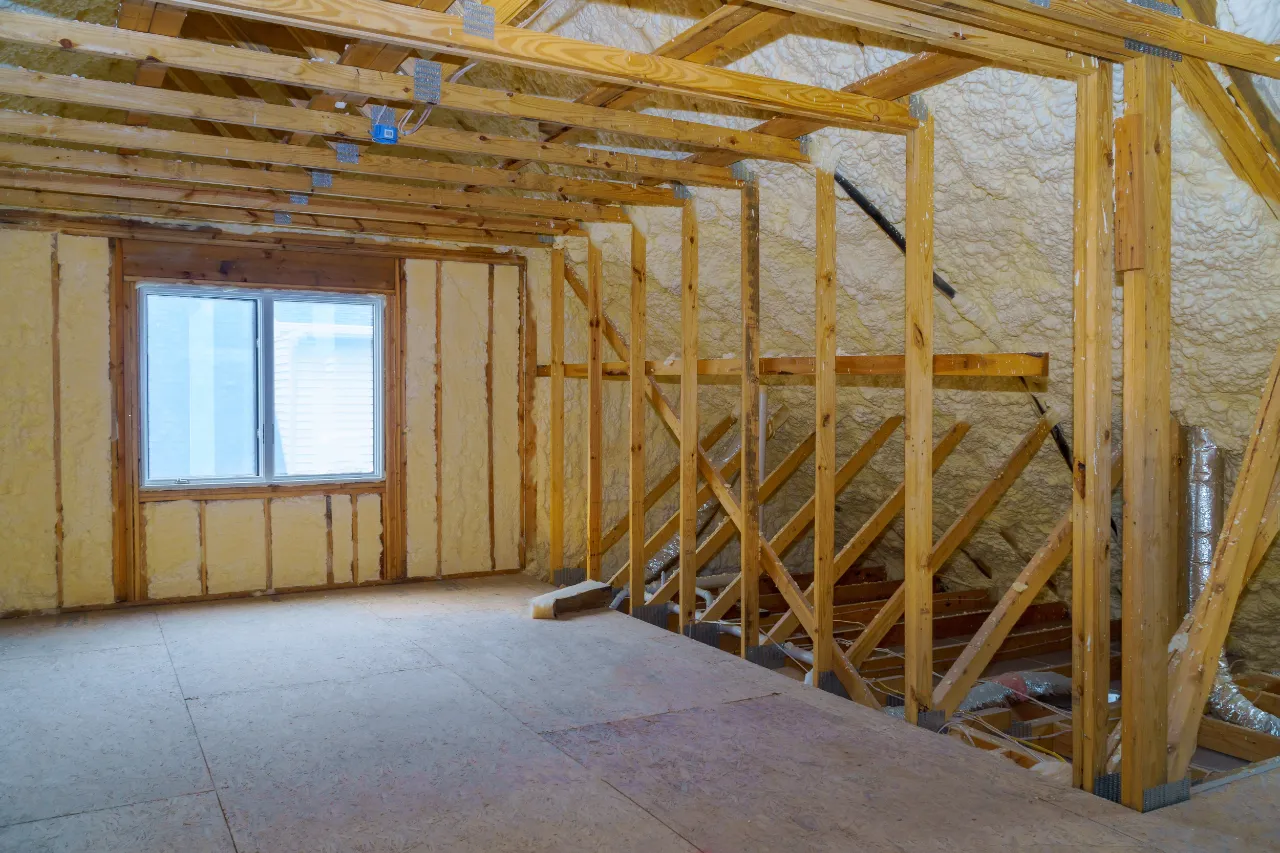 Heavy vapor barrier installed on the floor of a New Jersey crawl space